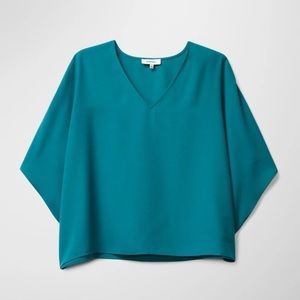 Babaton Aritzia Teal Oversized Cropped Teal Blouse V Neck